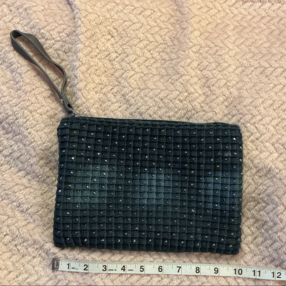 Studded Denim Wristlet